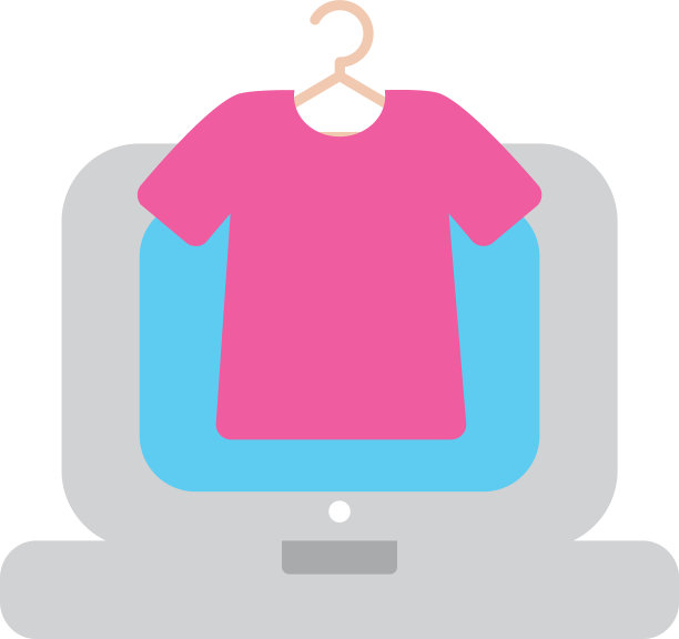 笔记本电脑和衣架与t恤图标块图片下载