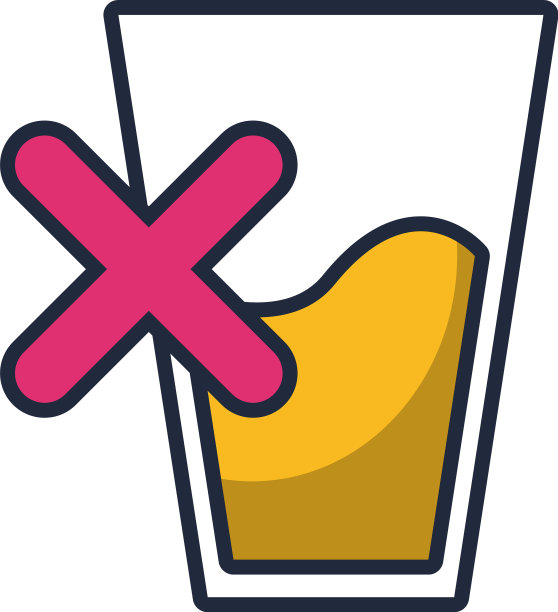 水杯与否认符号线条风格图片下载