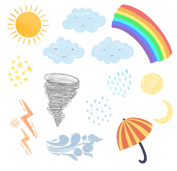 设置可爱的纹理卡通天气元素图片下载