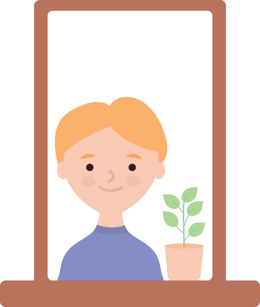 呆在家里概念窗与男人可爱图片下载