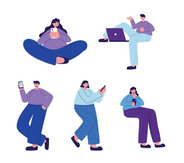 女人和男人用智能手机和笔记本聊天图片下载