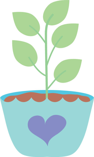 花盆里的装饰植物有可爱的心形图标图片下载