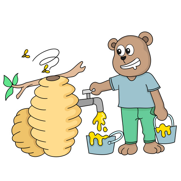 那只熊正在森林里采蜂蜜图片下载