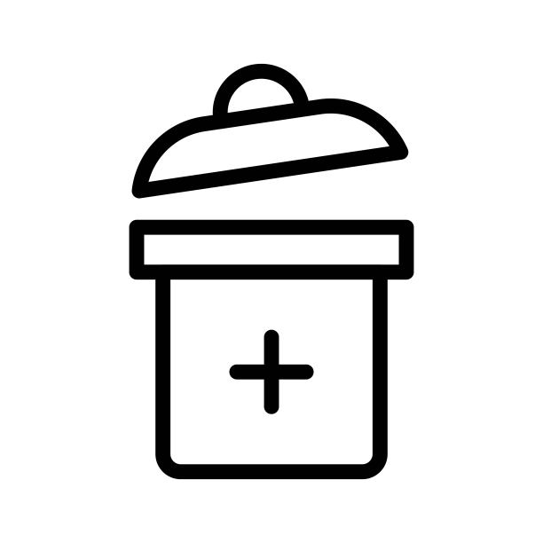 医疗垃圾桶图标。医院垃圾，垃圾桶标志。图片下载