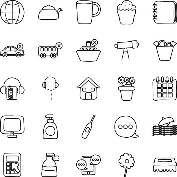 电脑和四边形图标设置线条样式图片下载