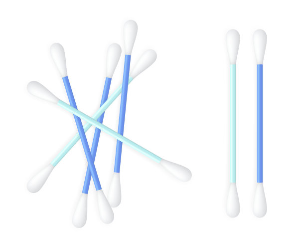 逼真的棉签堆。蓝耳。矢量插图。图片下载