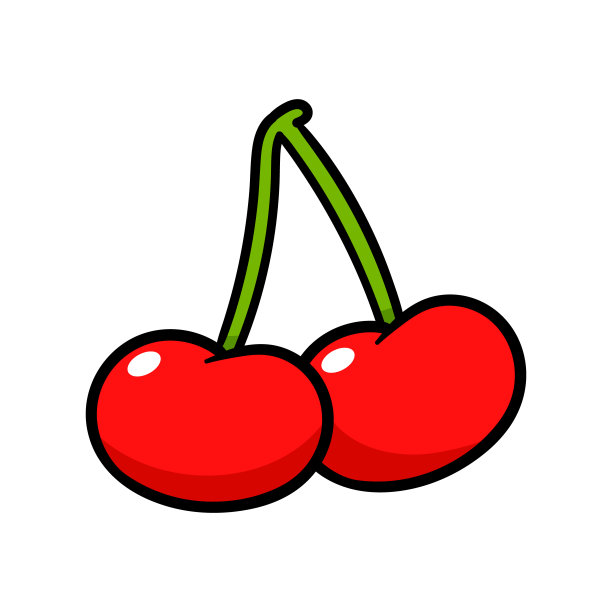 孤立的卡通樱桃矢量插图图片下载