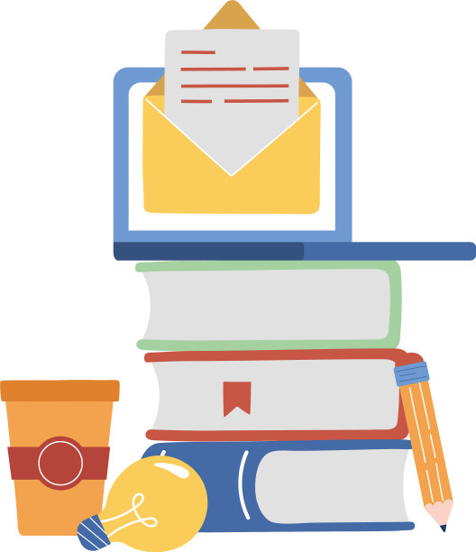 带有信封和书籍设计的笔记本电脑图片下载