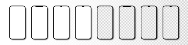 智能手机。白色和透明屏幕的手机。智能手机模型。手机。模板模型智能手机在现实的设计。矢量图图片下载