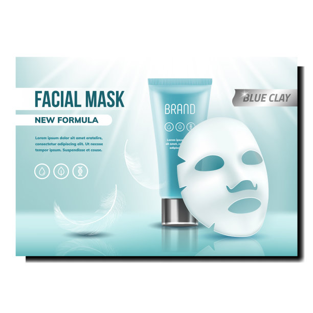 面膜和面霜创意宣传旗帜向量图片下载