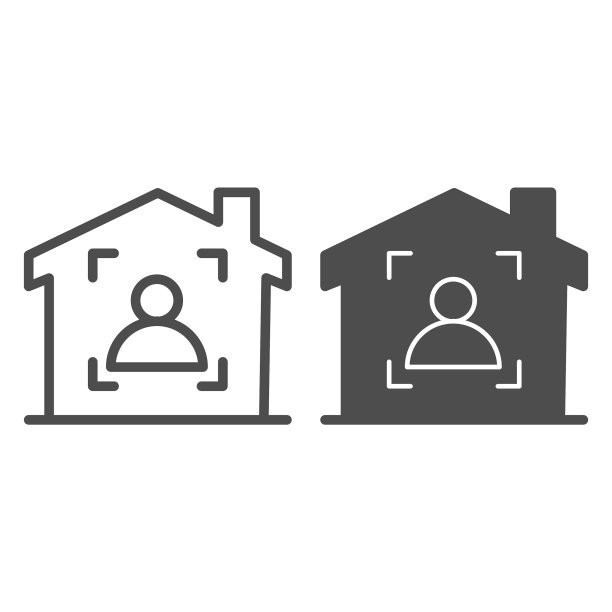 人在框架内的房子线和固体图标图片下载