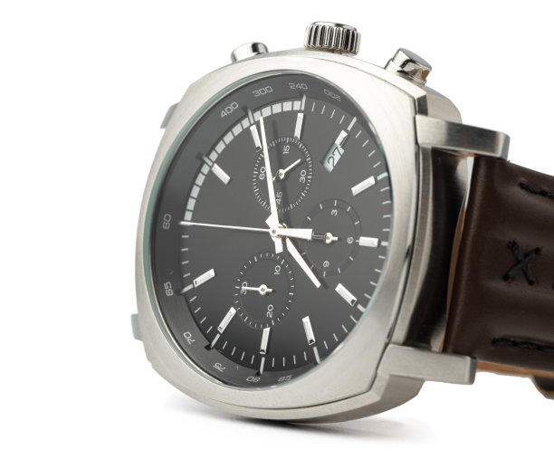 机械表孤立在白色背景上，近距离观察图片下载