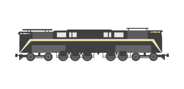 机车列车车厢在单色平面矢量图中孤立。图片下载