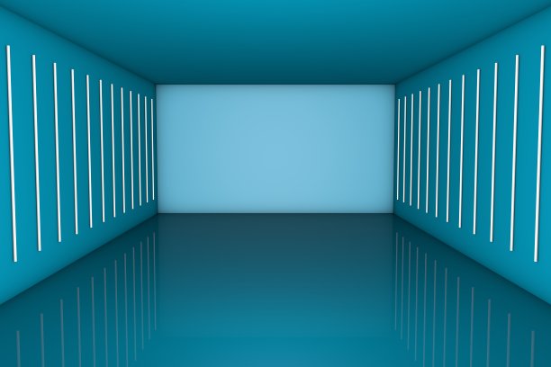 蓝色的空房间图片下载