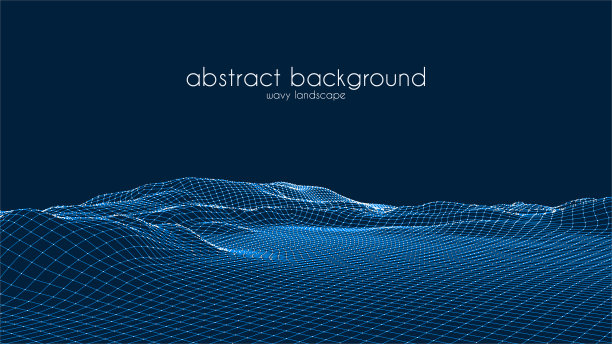 抽象的数字景观与粒子点和星在地平线上。线框景观背景。大数据，3d未来矢量图。80年代复古科幻背景图片下载