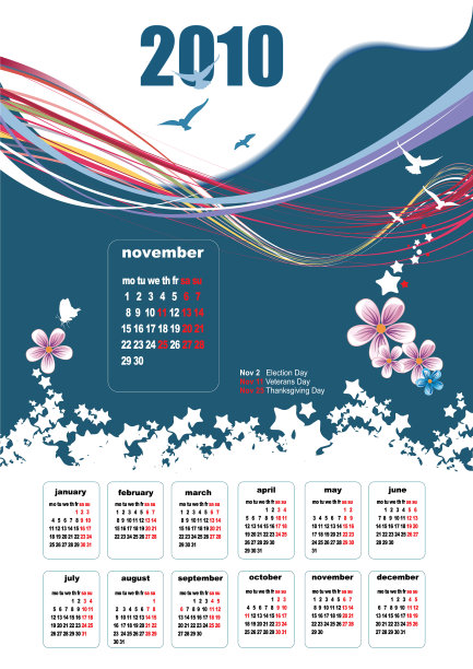 有美国假期的2021年日历图片下载