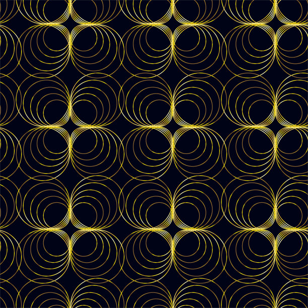 无缝图案与抽象的几何线纹理，金色在黑暗的背景。无缝的几何图案。浅色现代简约墙纸，明亮的瓷砖背景，单色图形元素图片下载