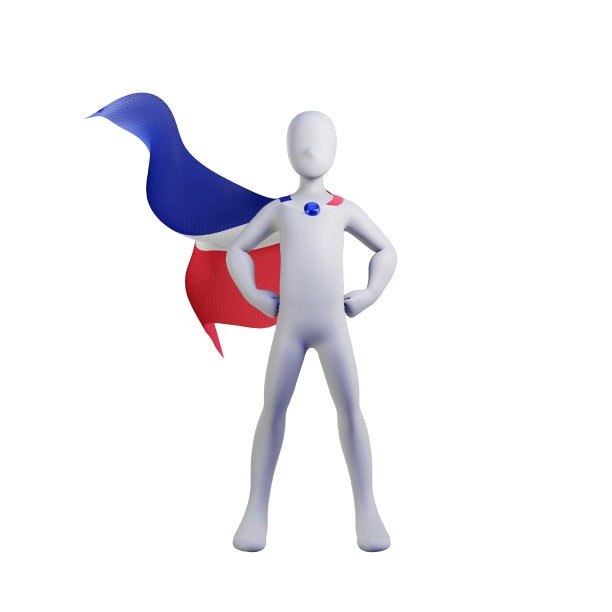 超级英雄3d渲染与法国斗篷。图片下载