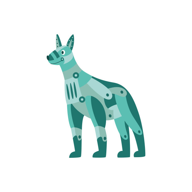 机器狗形象的特征，平面矢量插图孤立在白色上。图片下载