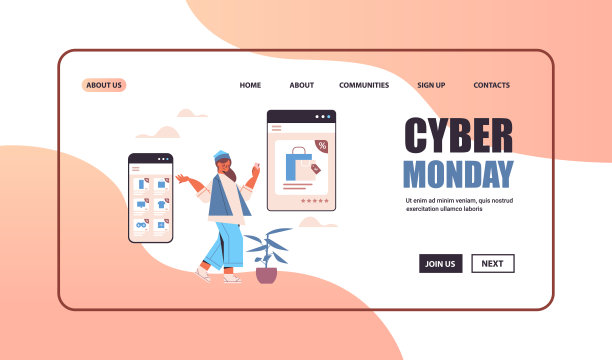 女人在智能手机屏幕上选择商品网上购物网上星期一大销售的概念图片下载