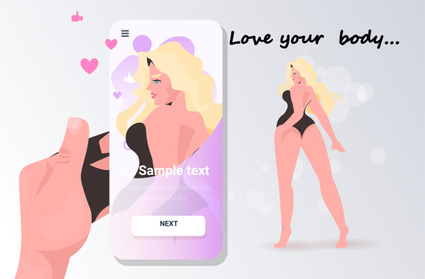 手拍照的女孩在智能手机相机社交网络爱你的身体概念图片下载