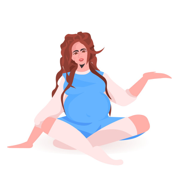 年轻孕妇坐着，指着一些怀孕母亲的概念图片下载