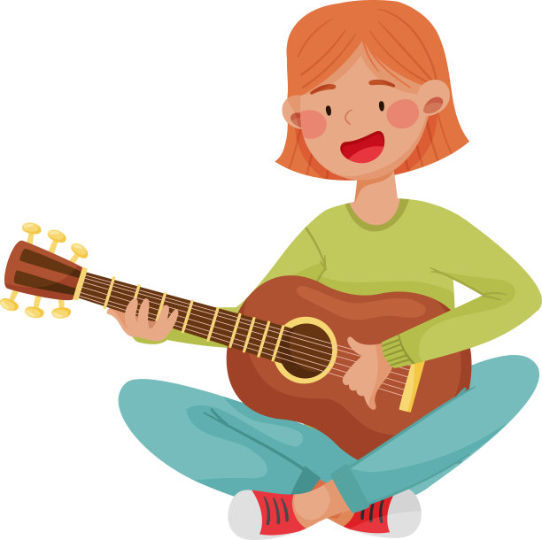 年轻的女孩与短红头发坐和玩图片下载