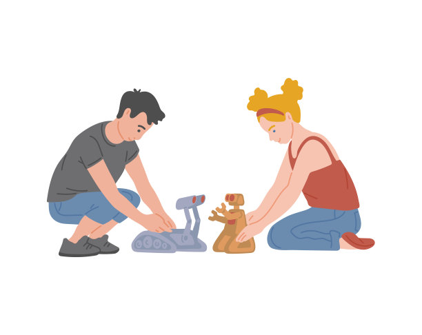 插图孤立的儿童玩玩具矢量图片下载