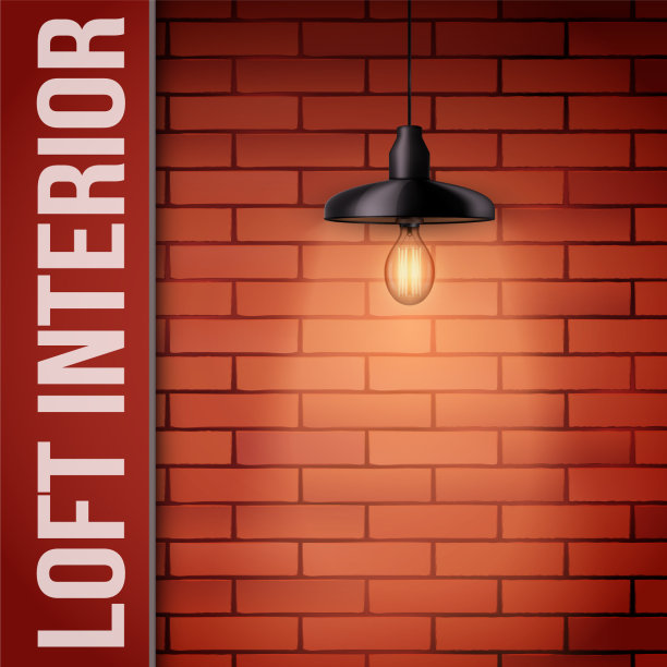 以砖墙和老式吊灯覆盖图片下载