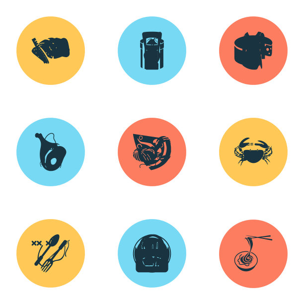 套餐图标与番茄酱披萨切片面包图片下载