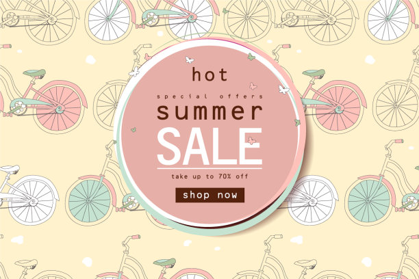 超级夏季自行车销售概念图片下载