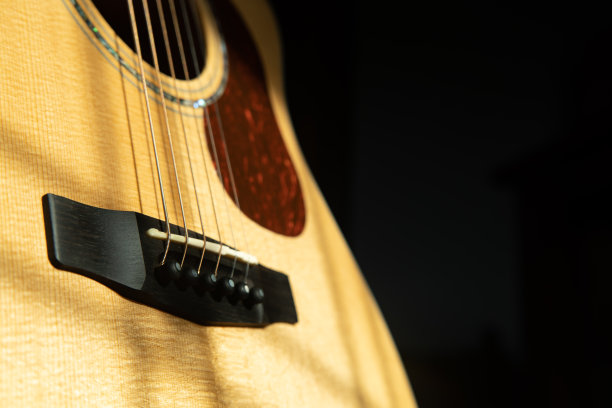 原声吉他与黑色复制空间背景图片下载