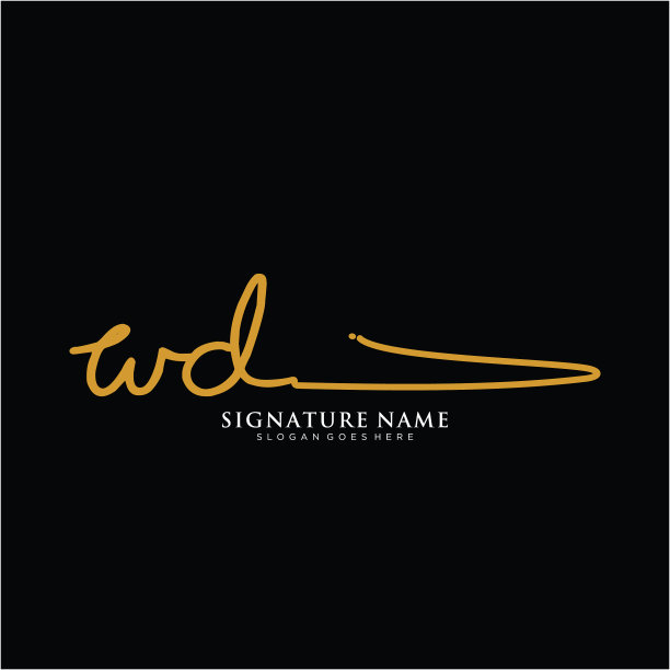 字母wd签名标志模板图片下载