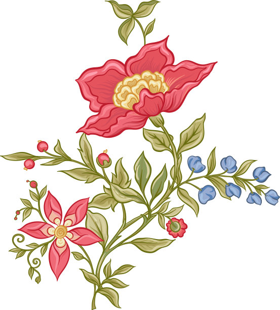 复古雅可比豆风格的梦幻花朵图片下载