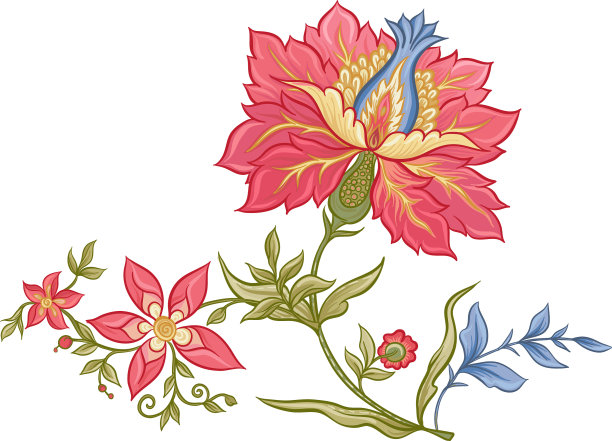 复古雅可比豆风格的梦幻花朵图片下载