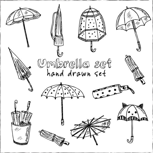 雨伞手绘涂鸦集图片下载