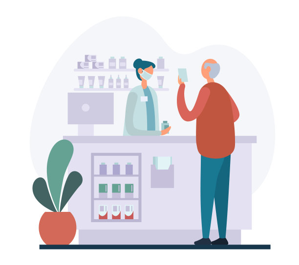 老人在药店买药图片下载