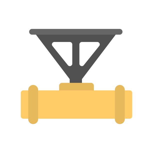 工业管道与阀门图标插图在平面设计风格。图片下载