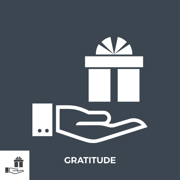 感激字形向量图标。图片下载