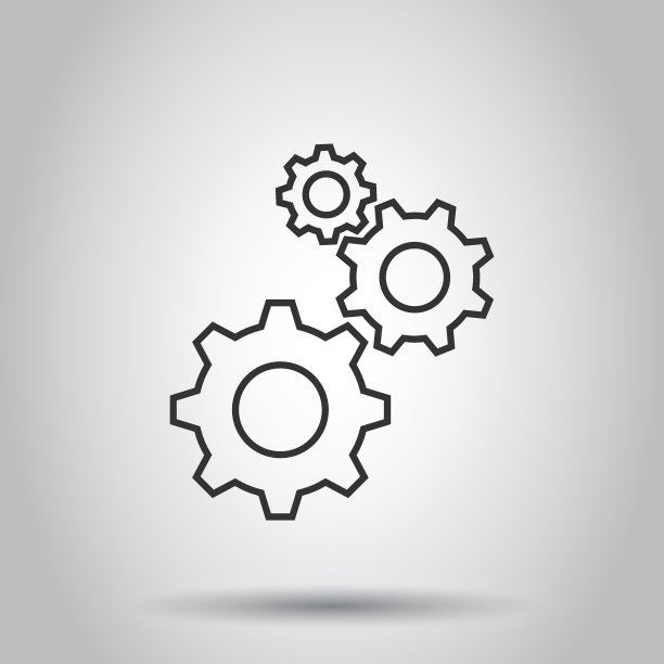 齿轮矢量图标在平面风格。齿轮插图在白色孤立的背景。齿轮齿轮的经营理念。图片下载