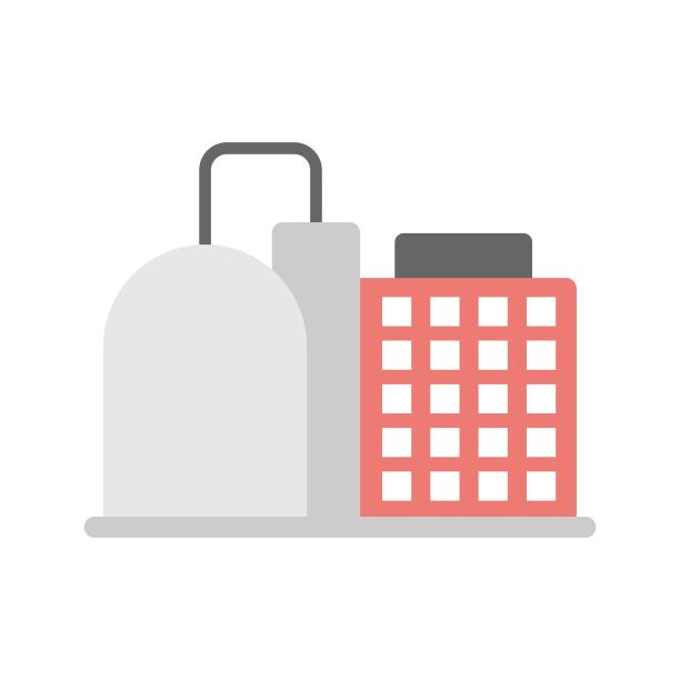 石油工厂图标。汽油储罐。气体、燃料生产装置符号。图片下载