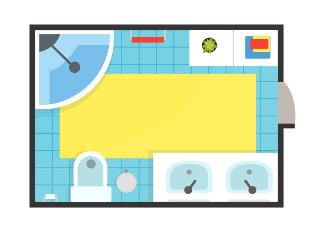 浴室现代室内俯视图详细图片下载