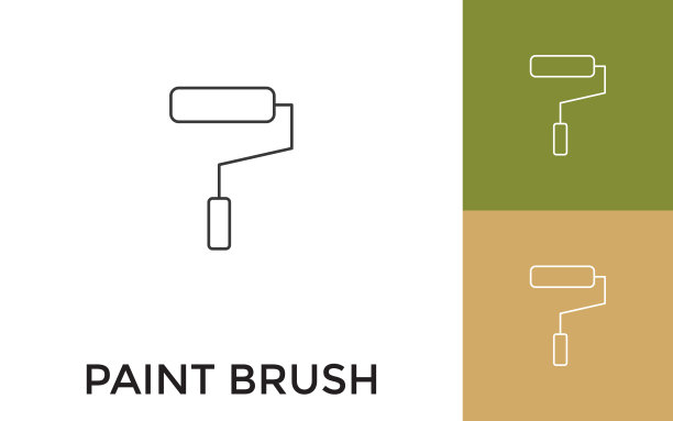 可编辑的画笔细线图标标题。适用于手机应用程序，网站，软件和印刷媒体。图片下载