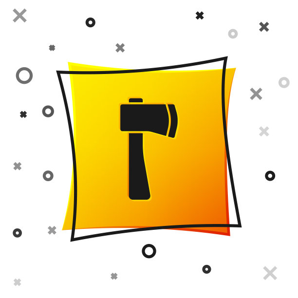 黑色木斧图标孤立在白色背景图片下载