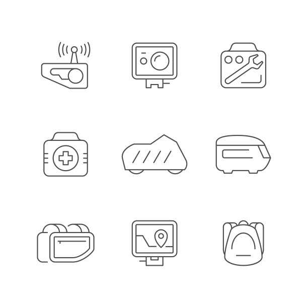 摩托车配件的线条图标图片下载