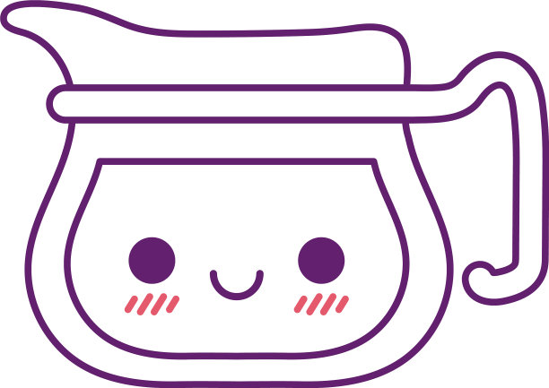 卡哇伊咖啡壶卡通线条风格的图标图片下载