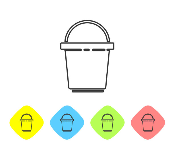 灰线桶图标孤立在白色背景图片下载