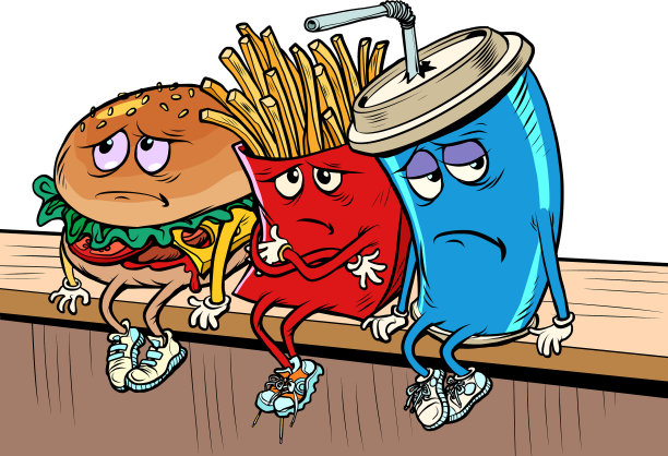 可悲的快餐人物炸可乐汉堡图片下载