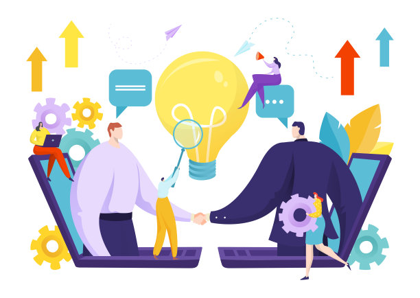 商业人士握手的伙伴关系交易概念，矢量插图。商人为扁平的成功协议工作。图片下载