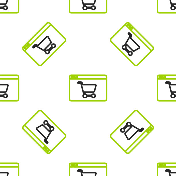 在线购物屏幕上的图标隔离无缝模式的白色背景。概念电子商务，电子商务，网上商务营销。向量图片下载